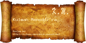 Kulman Menodóra névjegykártya